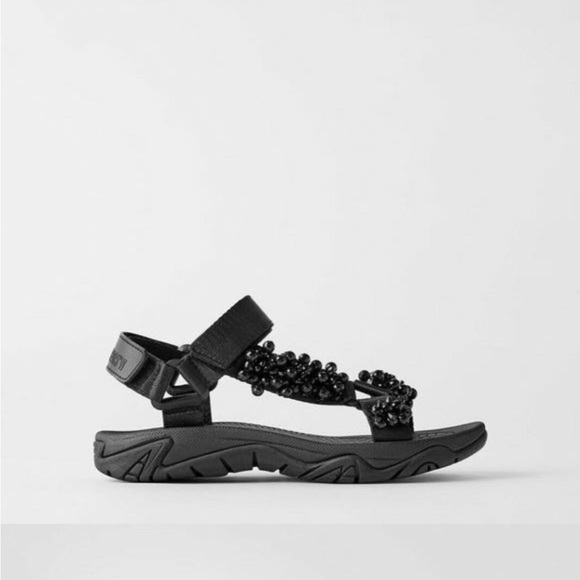 Zara Shoes Zara Beaded Low Healed Sports Sandal Poshmark